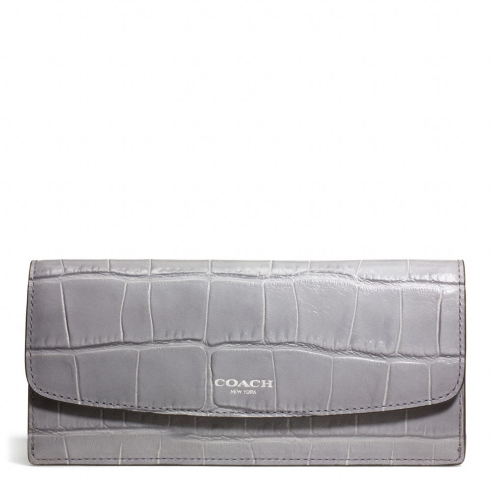 EMBOSSED CROC SOFT WALLET COACH F49655