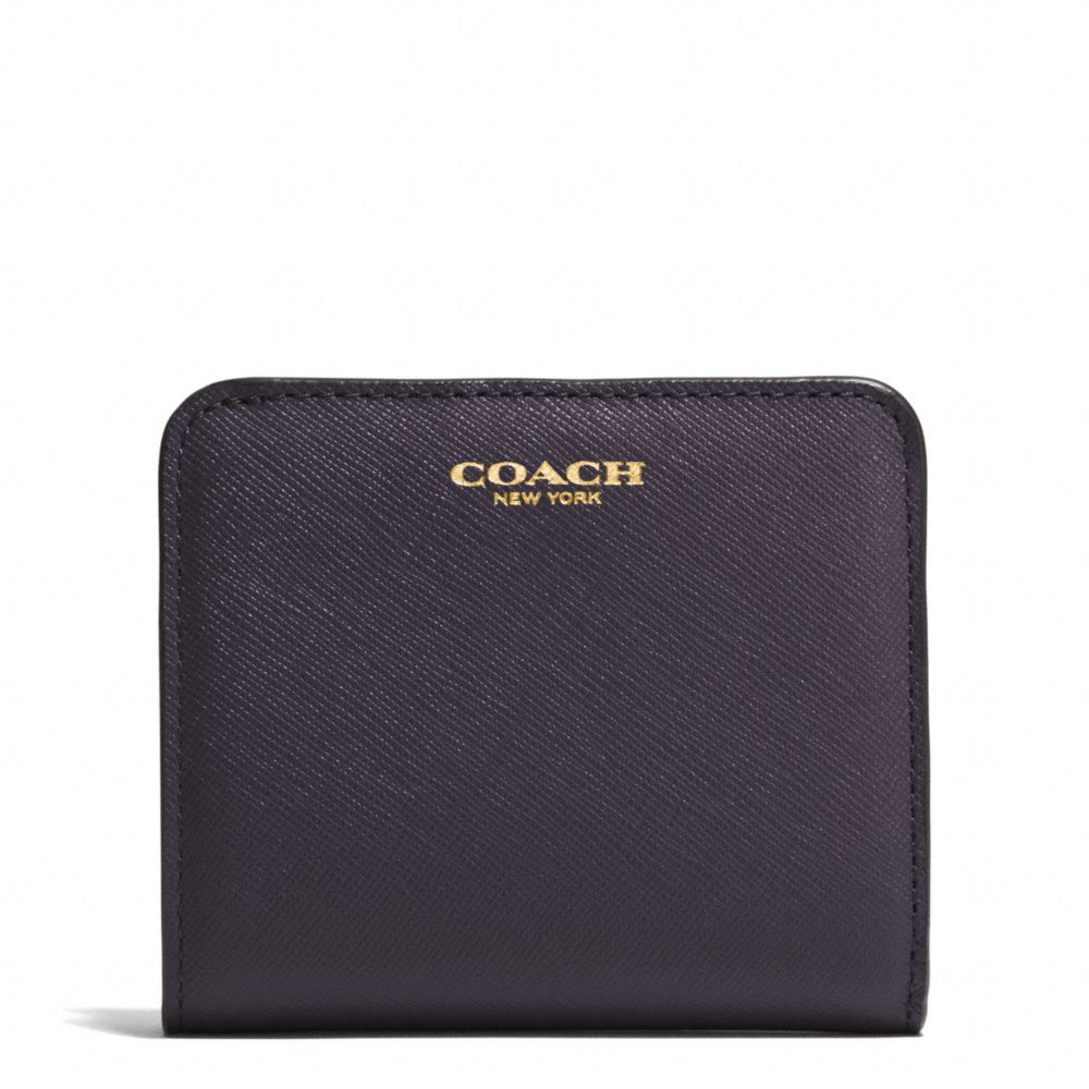 COACH F49671 SAFFIANO LEATHER SMALL WALLET GOLD/ULTRA-NAVY