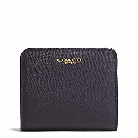 COACH SAFFIANO LEATHER SMALL WALLET - GOLD/ULTRA NAVY - f49671