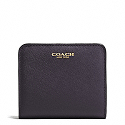 COACH F49671 Saffiano Leather Small Wallet GOLD/ULTRA NAVY
