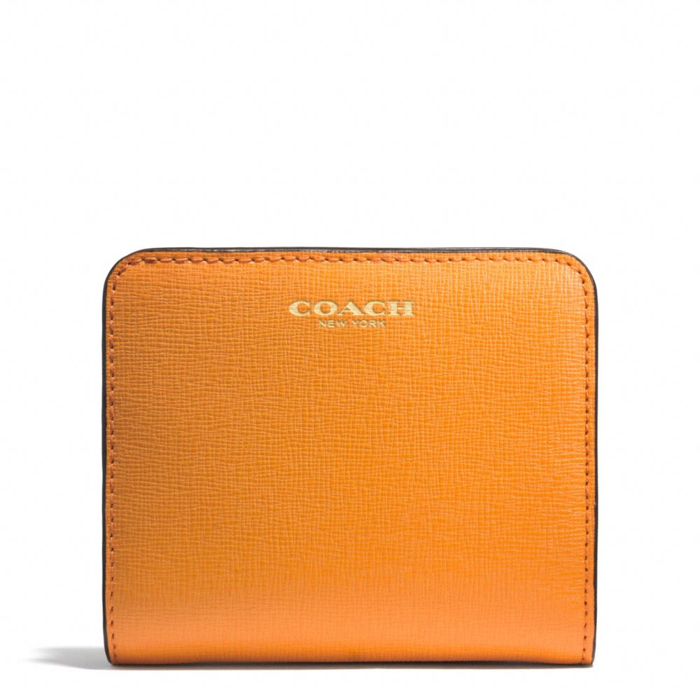 SAFFIANO LEATHER SMALL WALLET - LIGHT GOLD/BRIGHT MANDARIN - COACH F49671