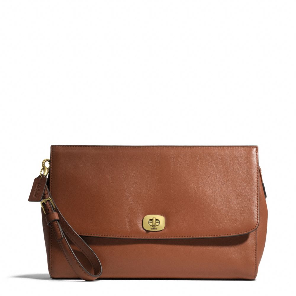 COACH LEATHER FLAP CLUTCH - ONE COLOR - F49693