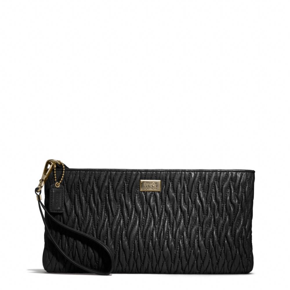 COACH F49721 MADISON GATHERED TWIST FLAT CLUTCH LIGHT-GOLD/BLACK