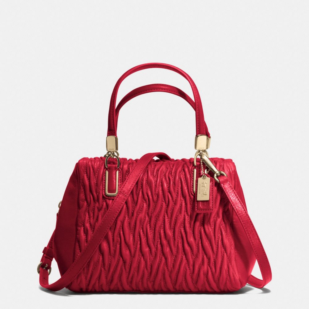 COACH F49723 Madison Mini Satchel In Gathered Twist Leather IMITATION GOLD/CLASSIC RED