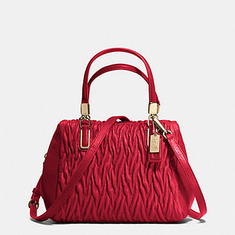 COACH f49723 MADISON MINI SATCHEL IN GATHERED TWIST LEATHER IMITATION GOLD/CLASSIC RED