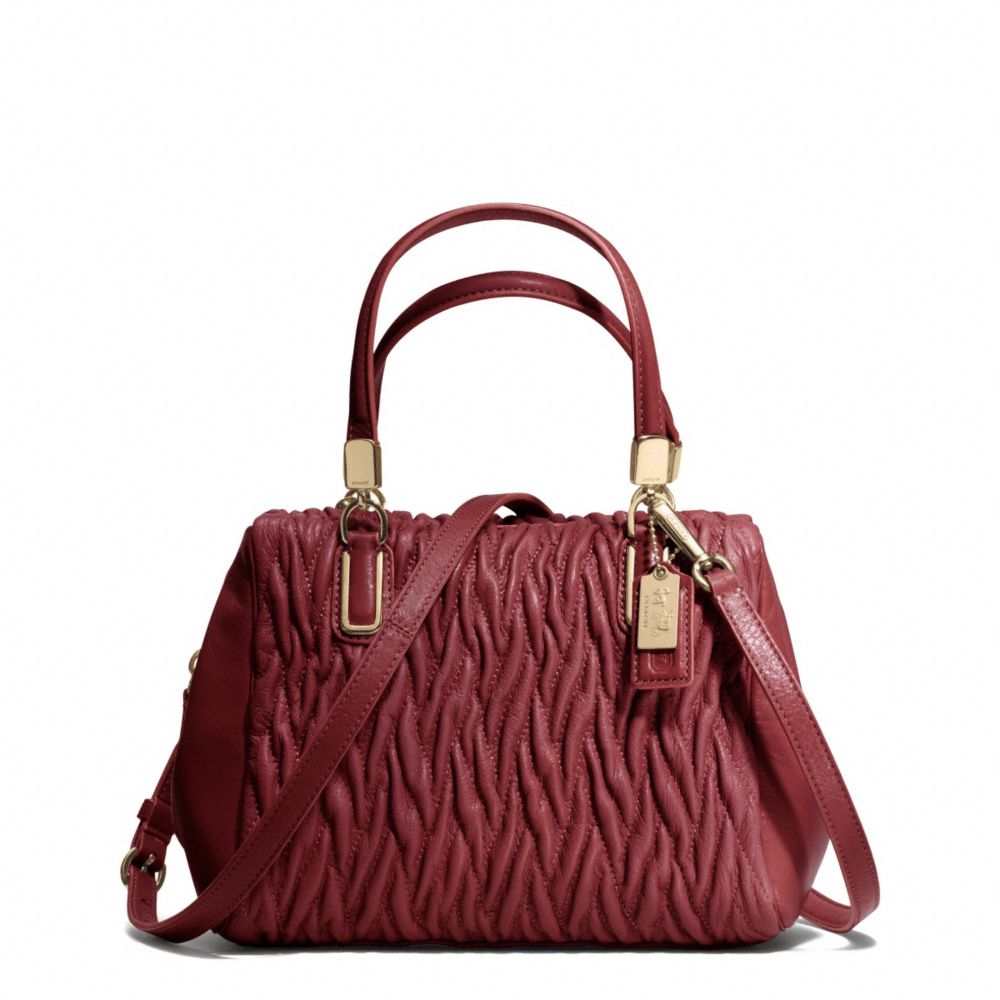 MADISON GATHERED TWIST MINI SATCHEL - COACH F49723 - Light Gold/BRICK RED