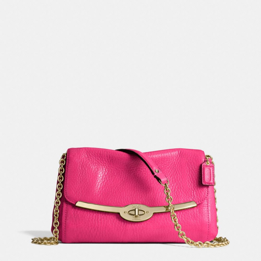 COACH F49738 Madison Chain Crossbody In Leather  LIGHT GOLD/PINK RUBY