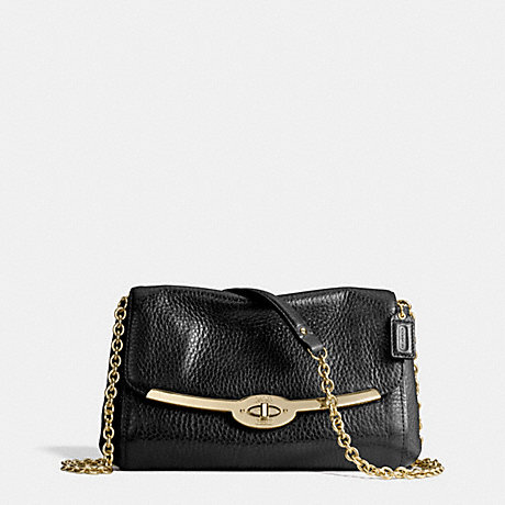 COACH F49738 MADISON CHAIN CROSSBODY IN LEATHER -LIGHT-GOLD/BLACK