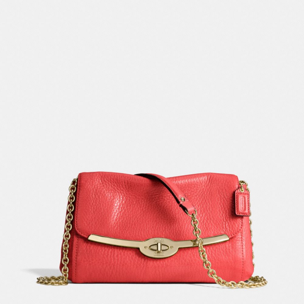 COACH F49738 Madison Leather Chain Crossbody  LIGHT GOLD/LOVE RED