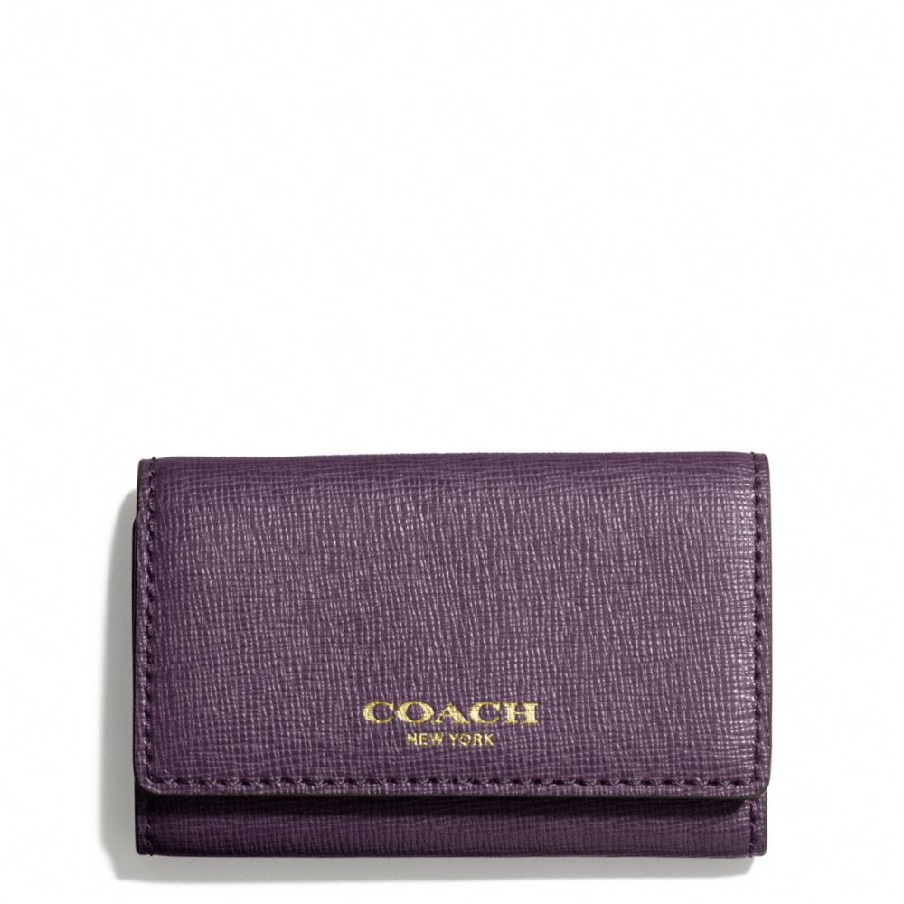 COACH F49745 Saffiano Leather 6 Ring Key Case BRASS/BLACK VIOLET