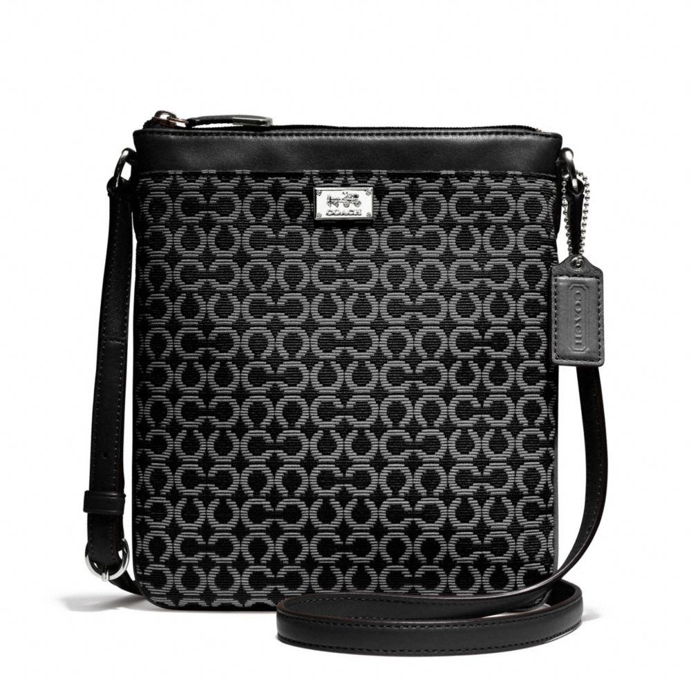 COACH F49746 Madison Swingpack In Op Art Needlepoint Fabric SILVER/BLACK