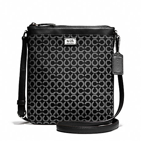 COACH F49746 MADISON SWINGPACK IN OP ART NEEDLEPOINT FABRIC SILVER/BLACK