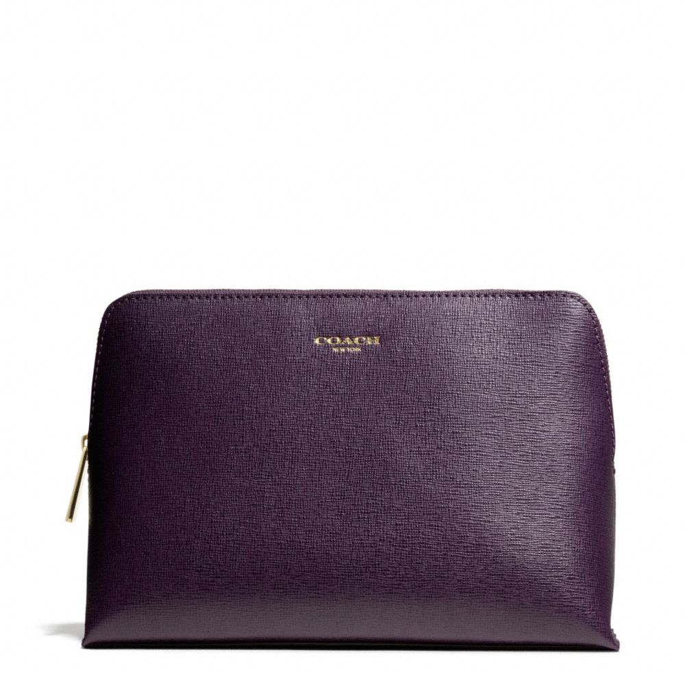 COACH F49748 SAFFIANO LEATHER COSMETIC CASE BRASS/BLACK-VIOLET