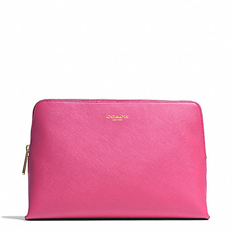 COACH SAFFIANO LEATHER COSMETIC CASE - BRASS/PINK - f49748