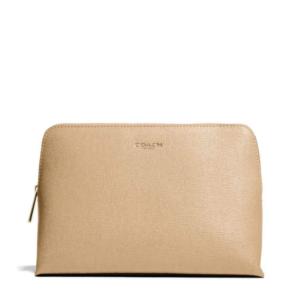 COACH COSMETIC CASE IN SAFFIANO LEATHER -  LIGHT GOLD/TAN - f49748