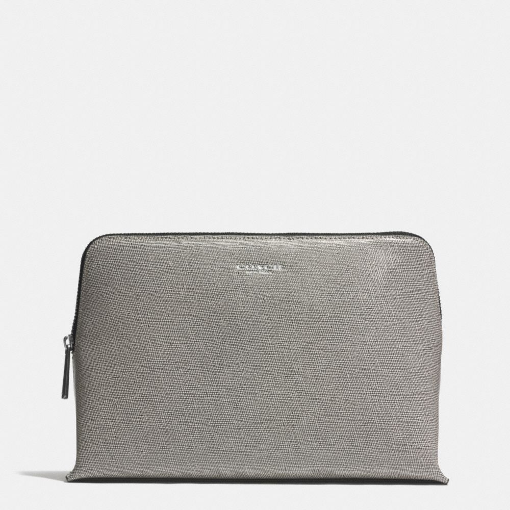 COACH F49748 SAFFIANO LEATHER COSMETIC CASE -SILVER/CEMENT