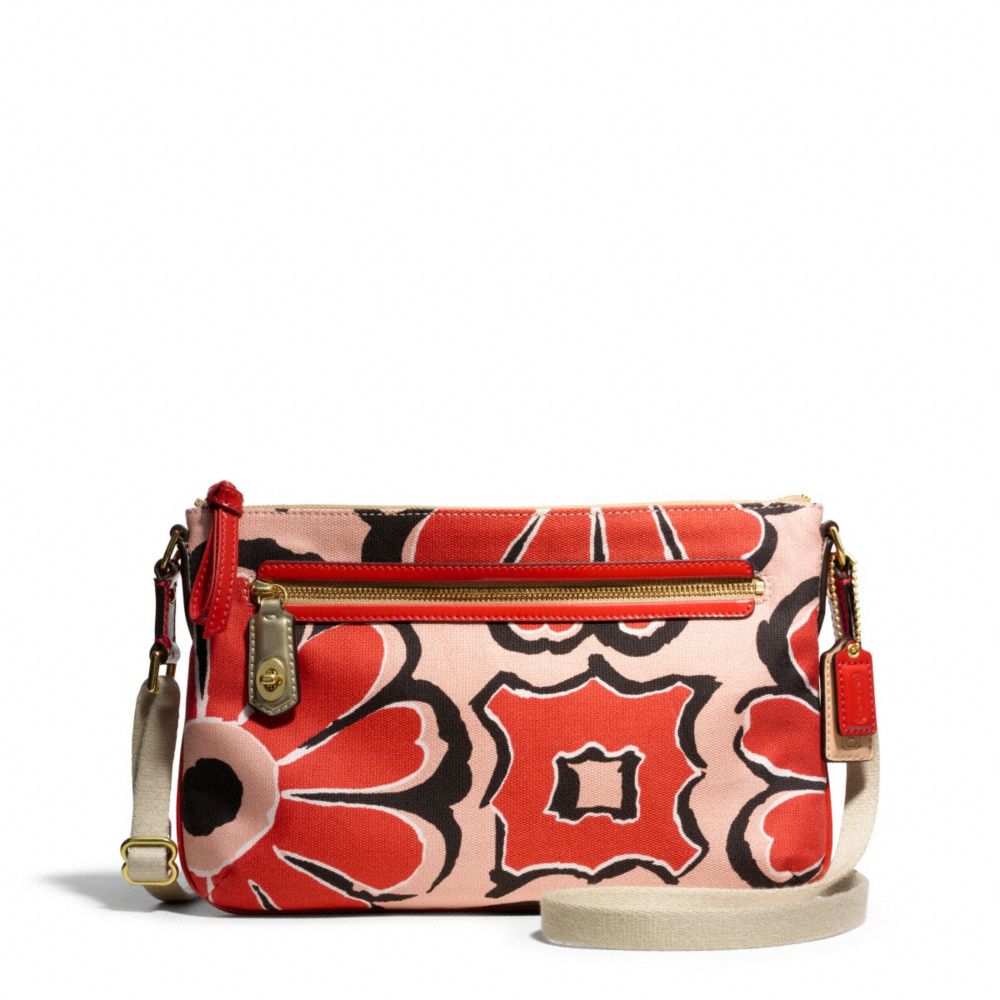 COACH F49769 POPPY FLORAL SCARF PRINT EAST/WEST SWINGPACK BRASS/DESERT-SKY/NEUTRAL