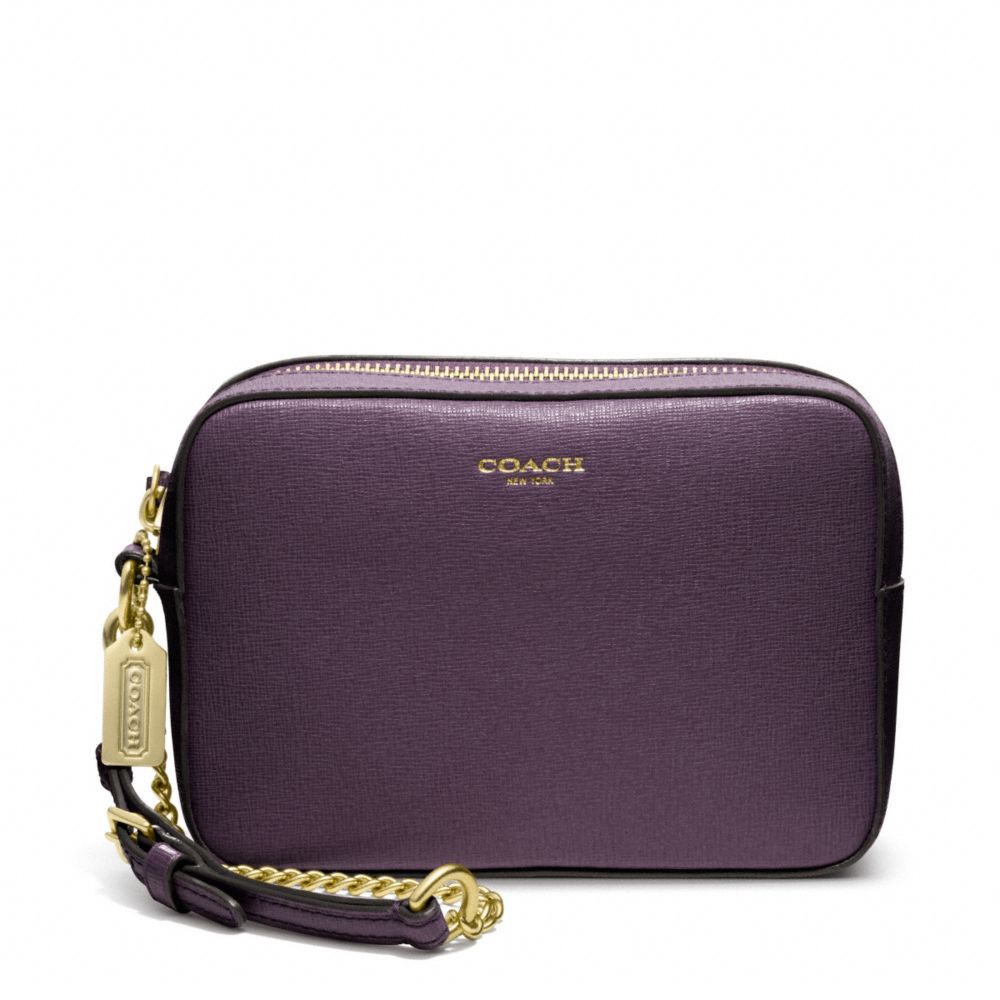 SAFFIANO LEATHER FLIGHT WRISTLET - f49790 - BRASS/BLACK VIOLET