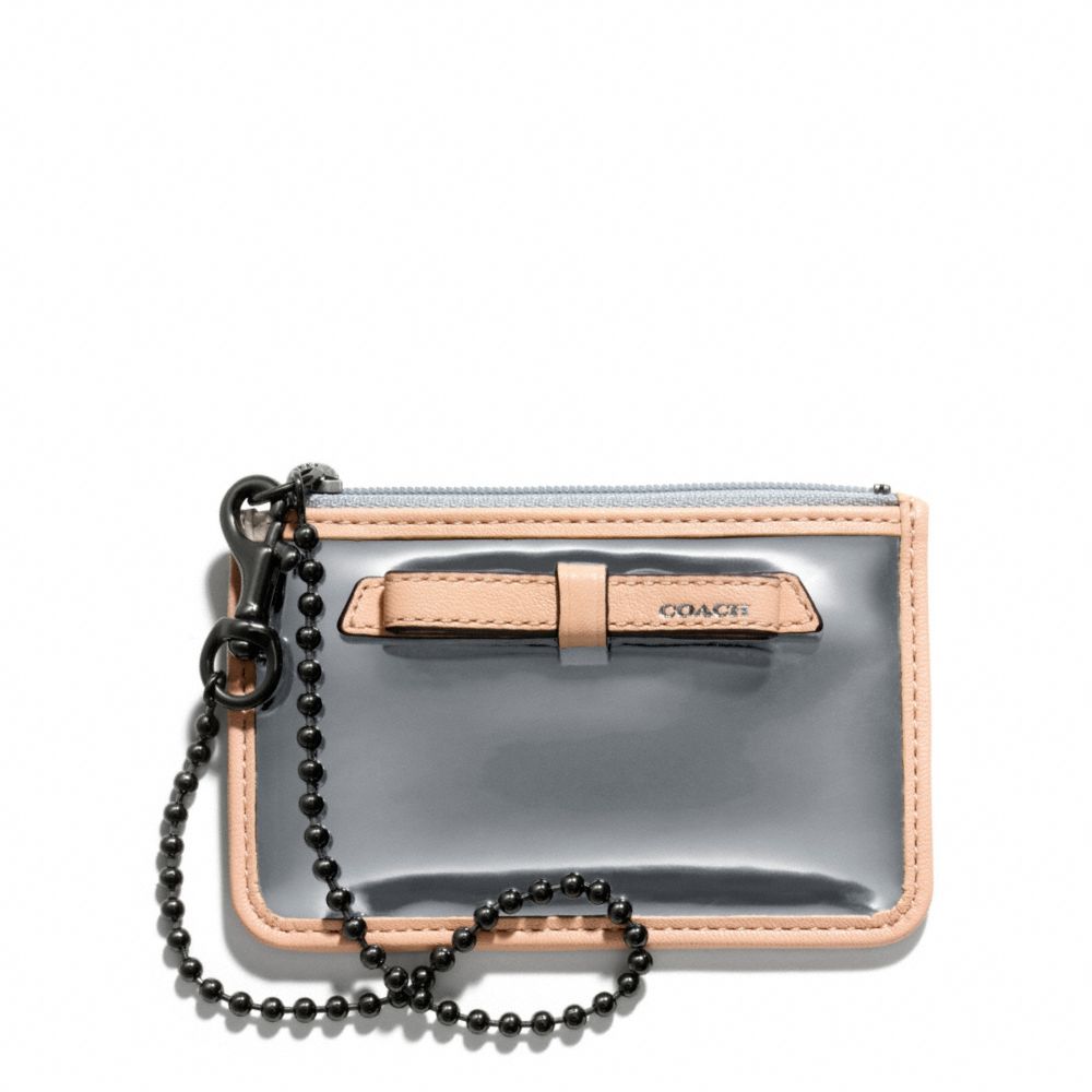 COACH POPPY MIRROR METALLIC ID SKINNY - PEWTER/PEWTER - f49804