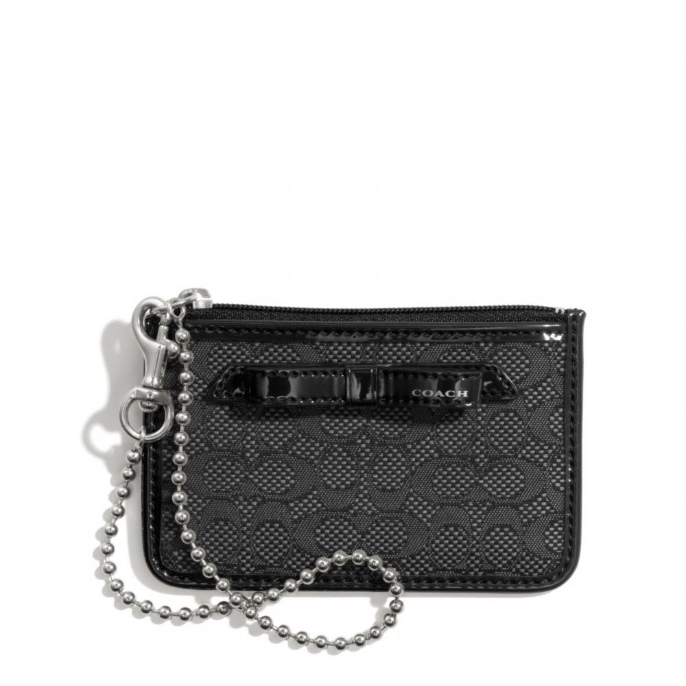 COACH f49821 POPPY SIGNATURE C MINI OXFORD ID SKINNY SILVER/BLACK/BLACK