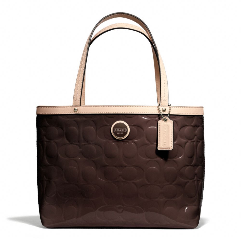 COACH F49826 - SIGNATURE STRIPE EMBOSSED PATENT TOP HANDLE TOTE ...