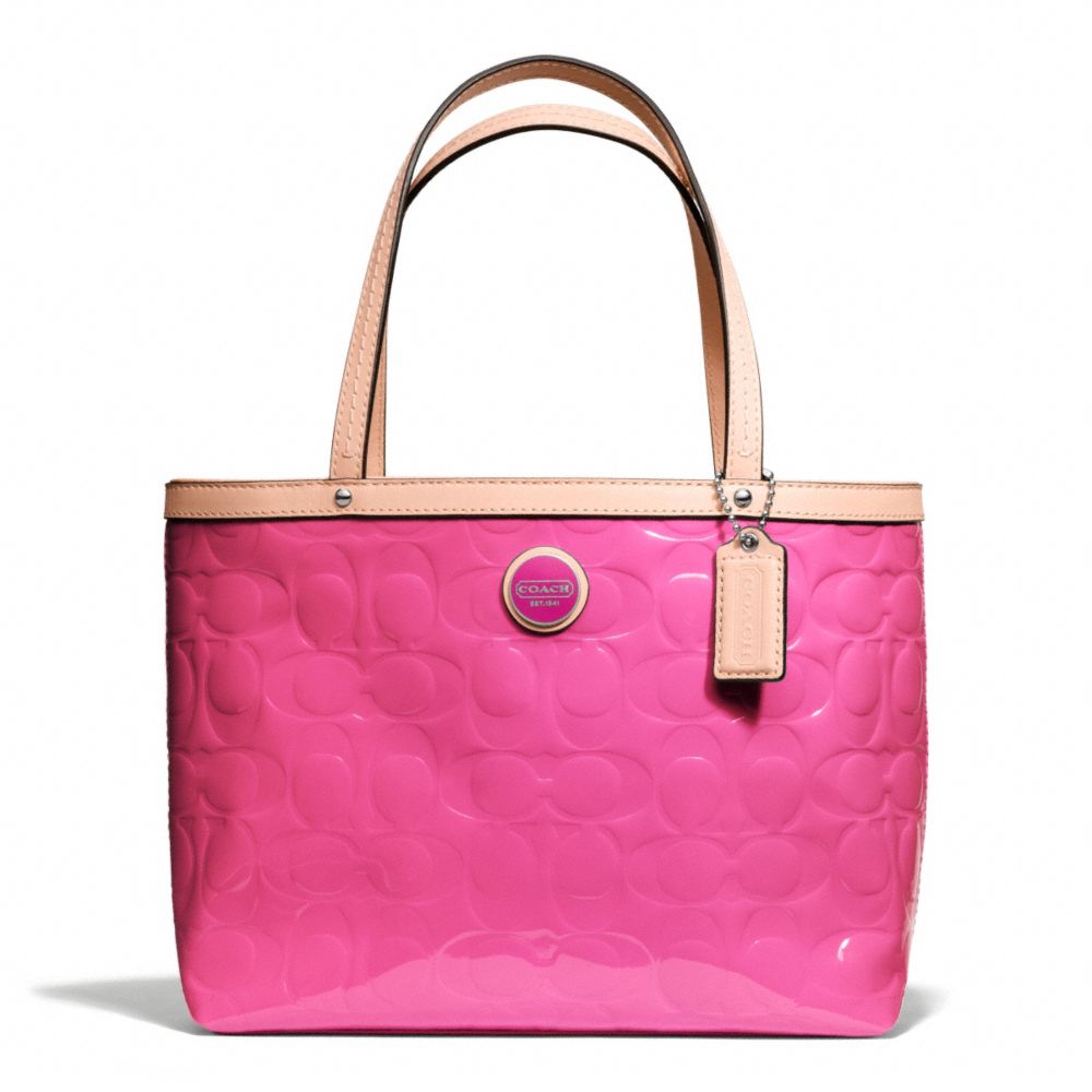 COACH F49826 - SIGNATURE STRIPE EMBOSSED PATENT TOP HANDLE TOTE ...