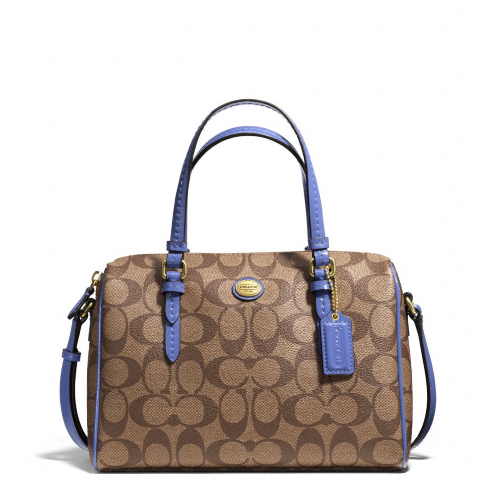 COACH PEYTON SIGNATURE BENNETT MINI SATCHEL - BRASS/KHAKI/PORCELAIN BLUE - f49862