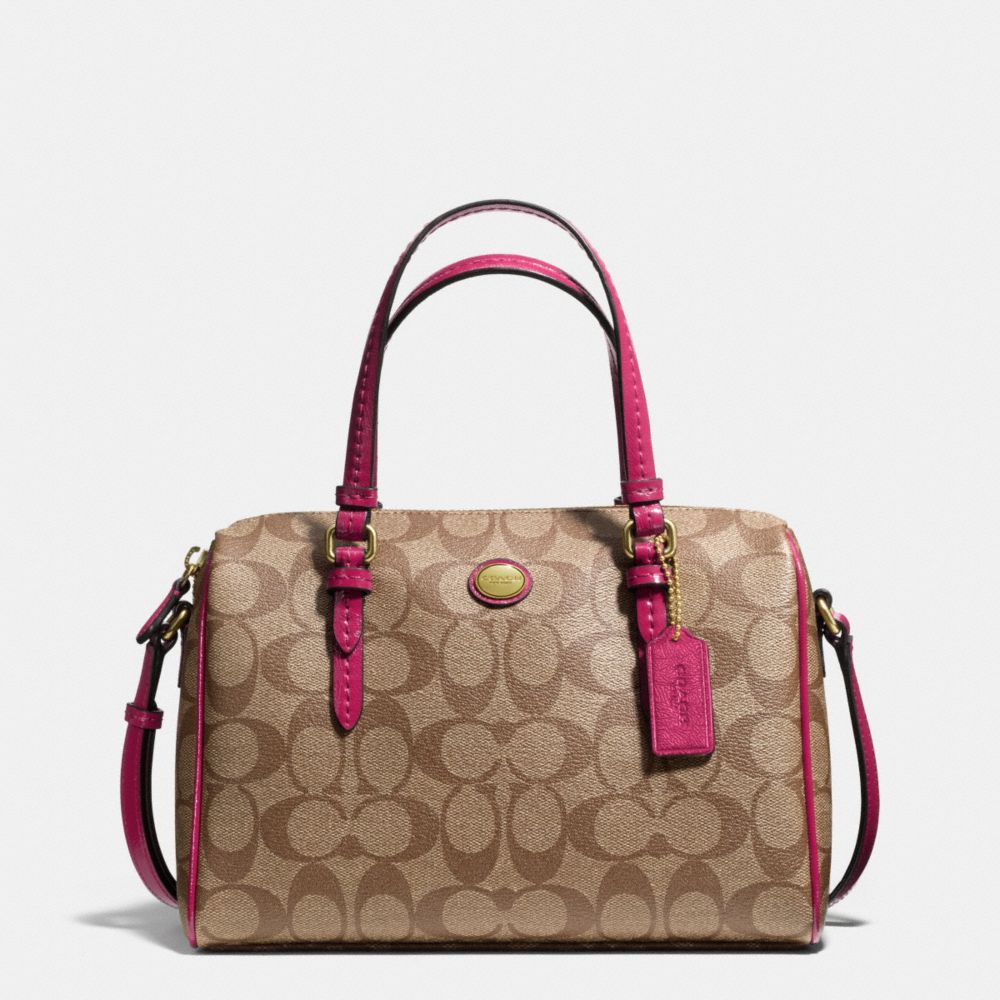 COACH PEYTON SIGNATURE BENNETT MINI SATCHEL - IM/KHAKI/BERRY - F49862