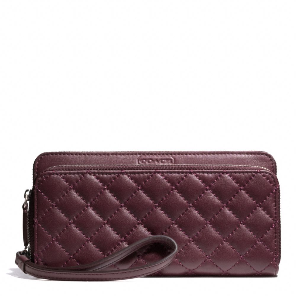 COACH F49870 Park Quilted Leather Double Accordion Zip SILVER/BURGUNDY