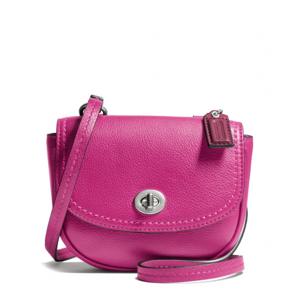 COACH f49872 PARK LEATHER MINI CROSSBODY SILVER/BRIGHT MAGENTA