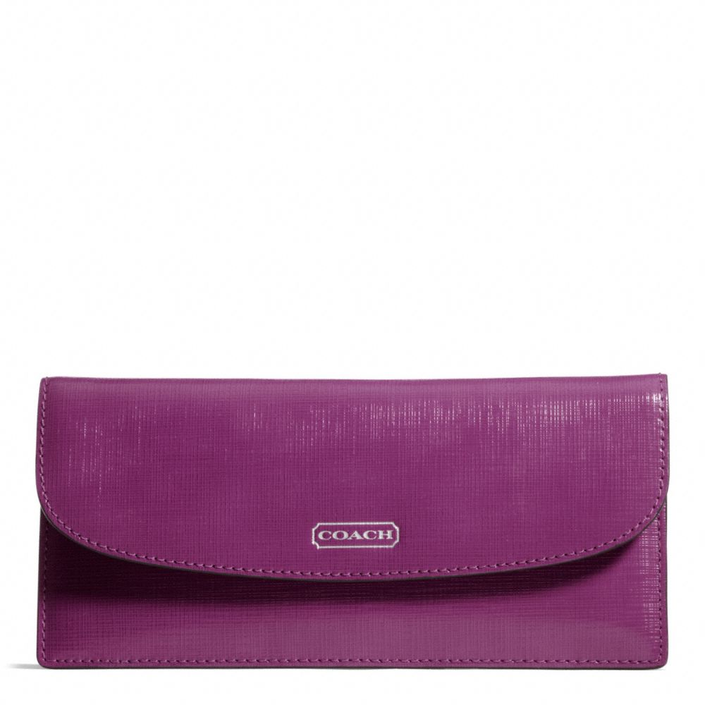 COACH DARCY PATENT LEATHER SOFT WALLET - SILVER/AMETHYST - f49876