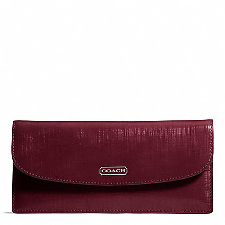 COACH DARCY PATENT LEATHER SOFT WALLET - SILVER/BURGUNDY - f49876