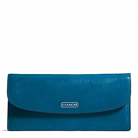 COACH DARCY PATENT LEATHER SOFT WALLET - SILVER/TEAL - f49876
