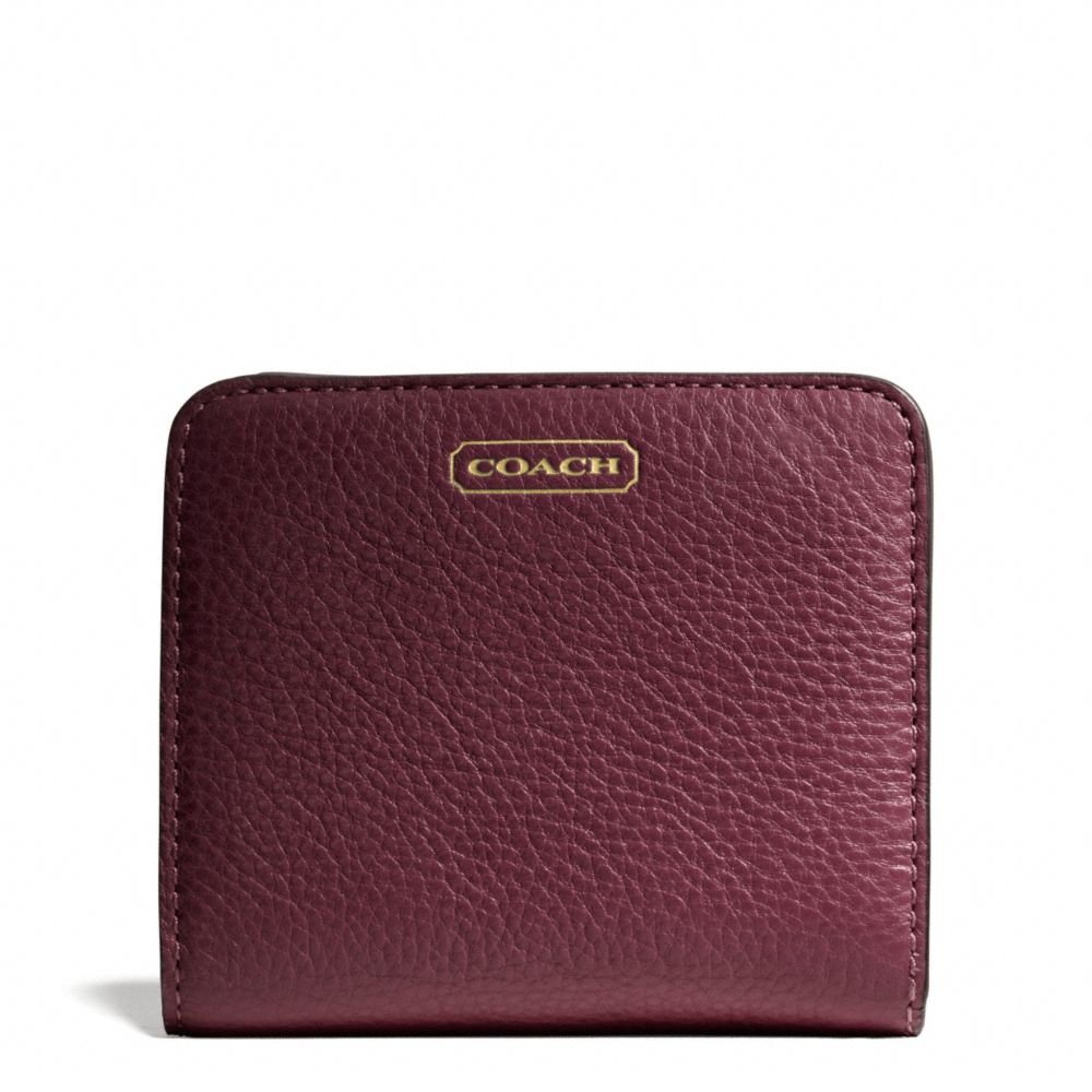 COACH F49879 Park Leather Small Wallet BRASS/BURGUNDY