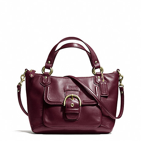 COACH F49882 CAMPBELL LEATHER MINI TOTE CROSSBODY BRASS/BORDEAUX