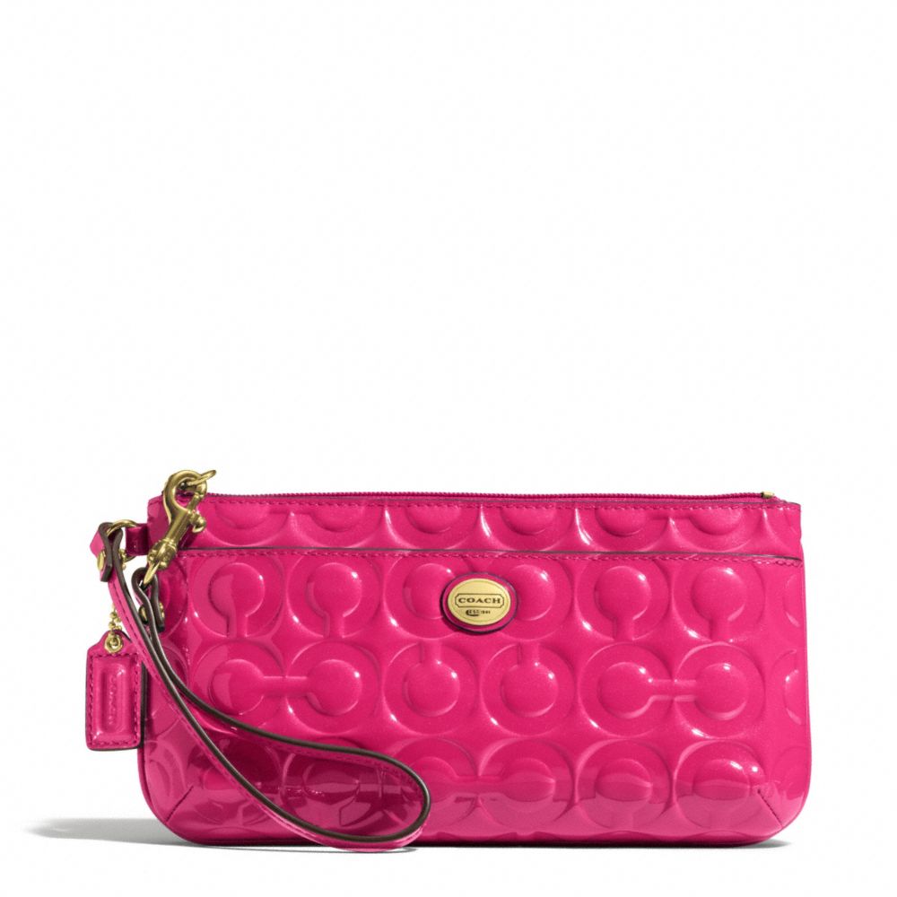 COACH F49883 PEYTON OP ART EMBOSSED PATENT GO-GO WRISTLET BRASS/POMEGRANATE