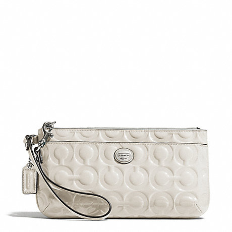 COACH F49883 PEYTON OP ART EMBOSSED PATENT GO-GO WRISTLET SILVER/IVORY
