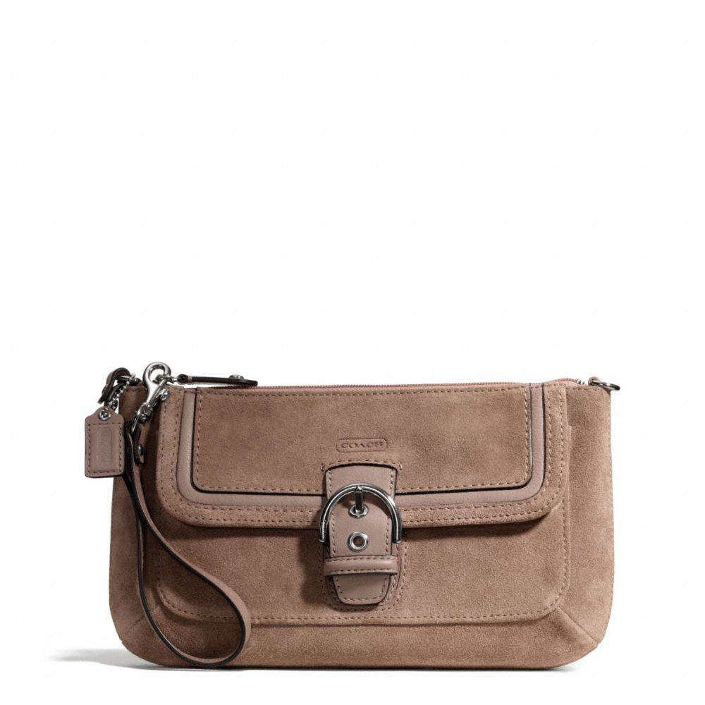 COACH CAMPBELL SUEDE BUCKLE CLUTCH - SILVER/FLINT - f49886