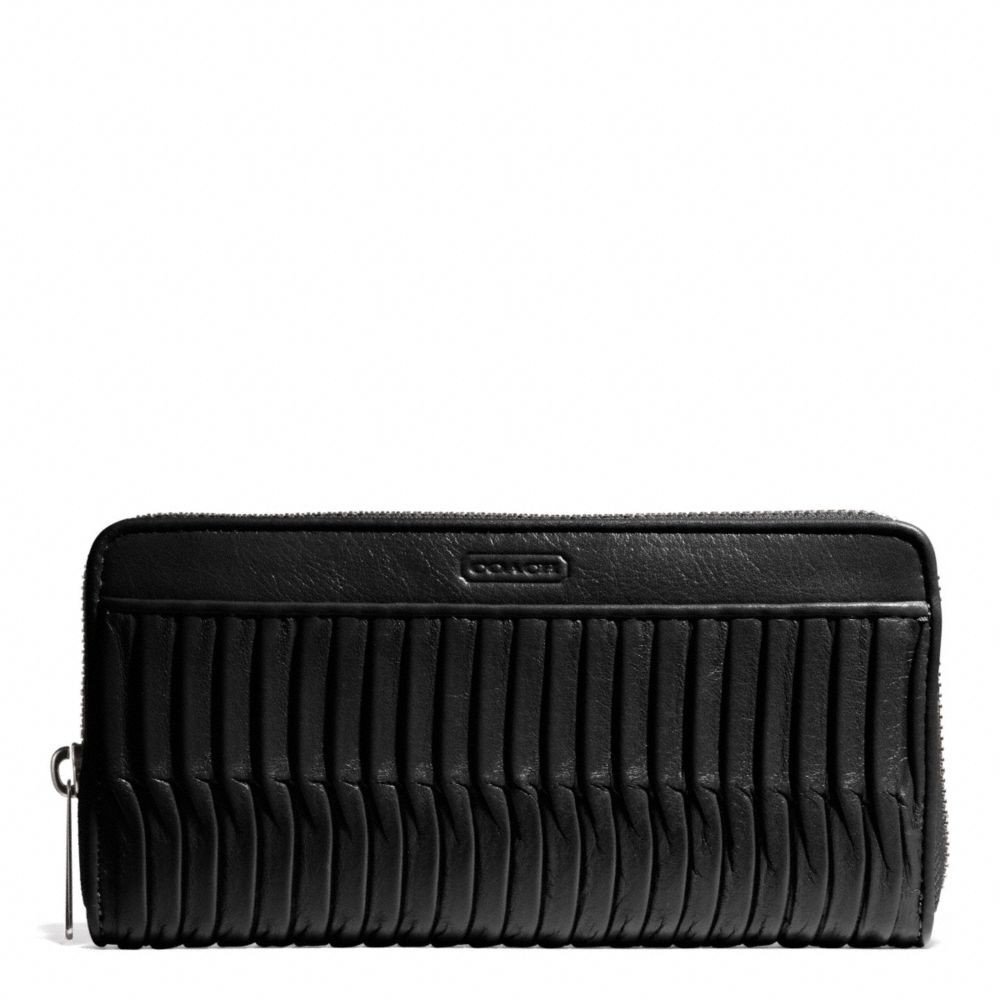 COACH f49889 TAYLOR GATHERED LEATHER ACCORDION ZIP SILVER/BLACK