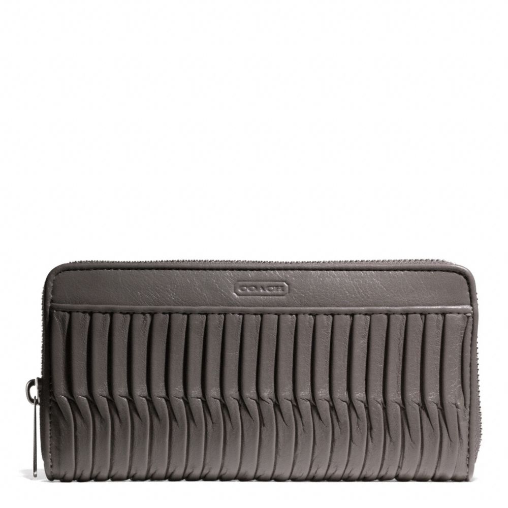 TAYLOR GATHERED LEATHER ACCORDION ZIP - f49889 - SILVER/GREY