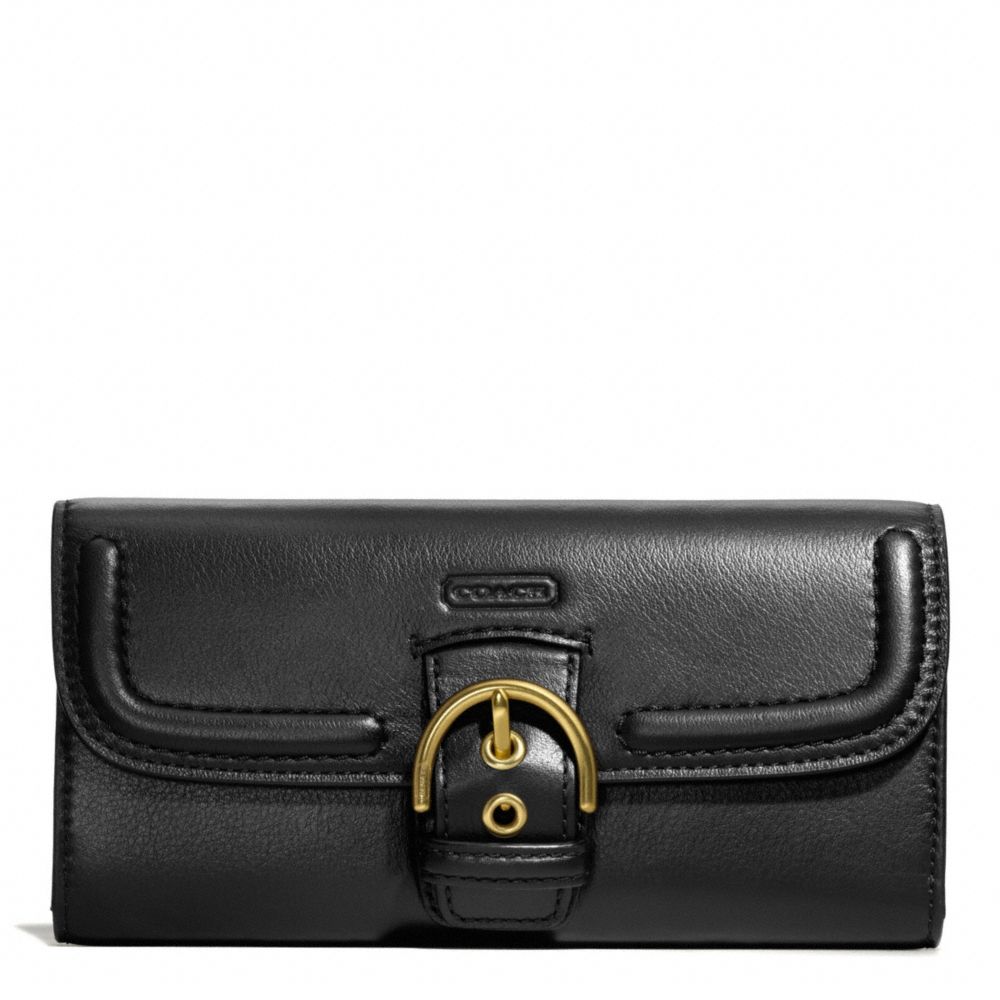 CAMPBELL LEATHER BUCKLE SLIM ENVELOPE - BRASS/BLACK - COACH F49897
