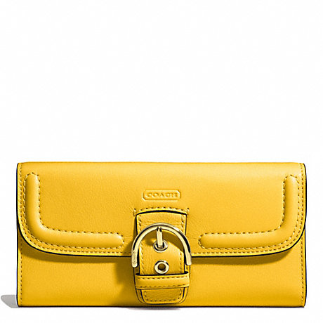 COACH F49897 CAMPBELL LEATHER BUCKLE SLIM ENVELOPE BRASS/SUNFLOWER