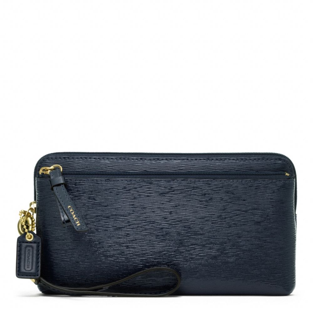 COACH POPPY TEXTURED PATENT DOUBLE ZIP WALLET -  - f49935