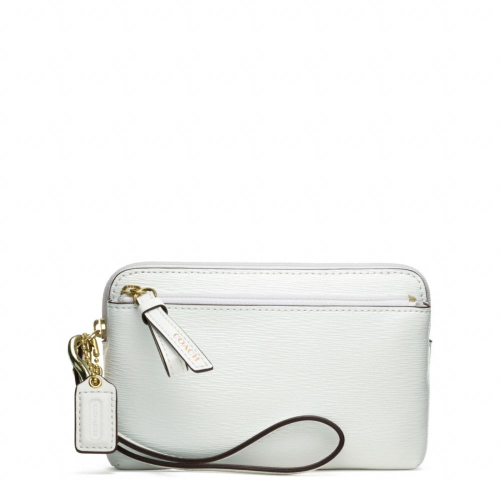 COACH POPPY TEXTURED PATENT DOUBLE ZIP WRISTLET - Light Gold/ARCTIC WHITE - f49937