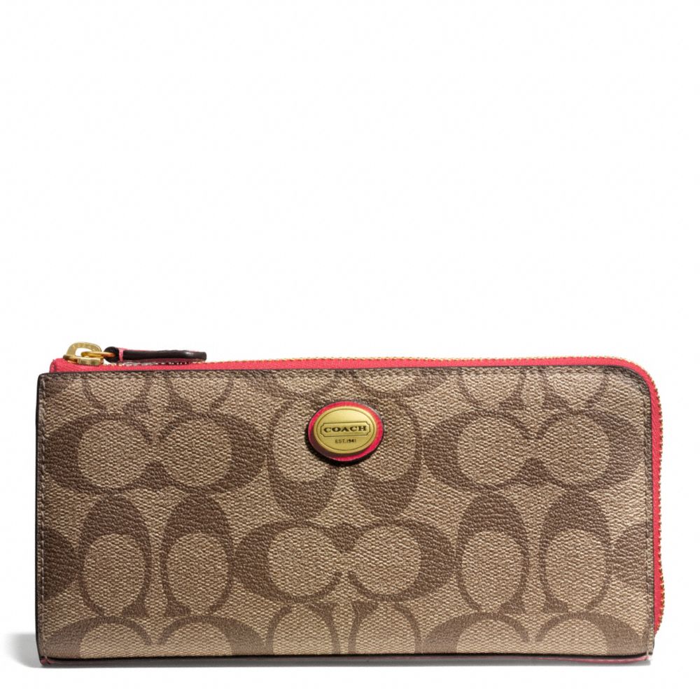 COACH PEYTON SIGNATURE SLIM ZIP WALLET - B4/PERSIMMON - f49964