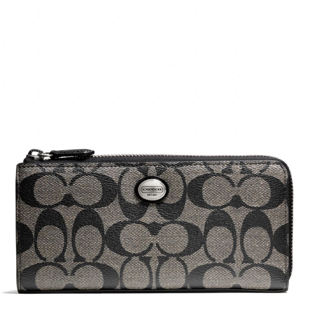 COACH F49964 PEYTON SIGNATURE SLIM ZIP SILVER/BLACK/WHITE/BLACK