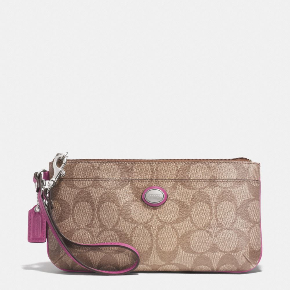 COACH PEYTON SIGNATURE GO-GO WRISTLET - SILVER/KHAKI/FUCHSIA - f49965