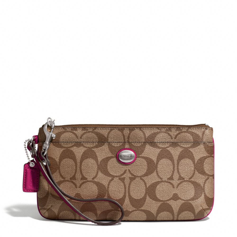 COACH F49965 PEYTON SIGNATURE GO-GO WRISTLET SILVER/KHAKI/BRIGHT-MAGENTA