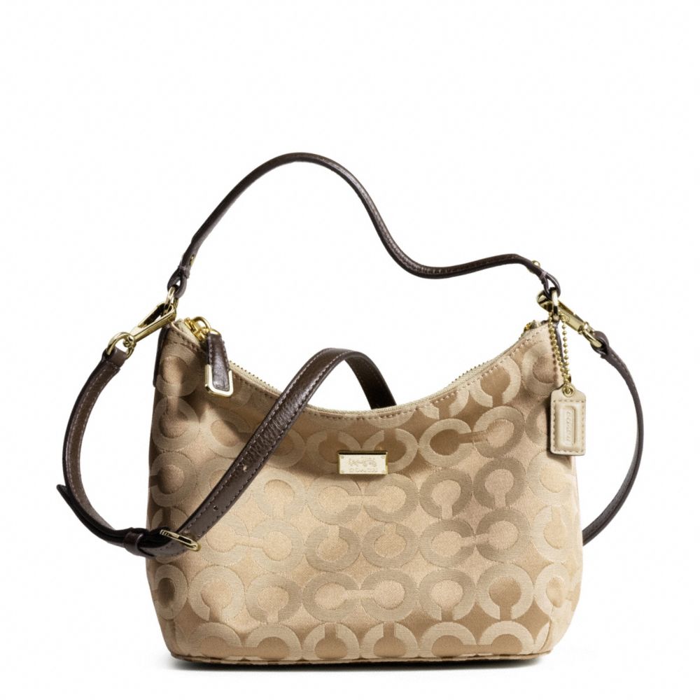 COACH MADISON OP ART SATEEN TOP HANDLE - LIGHT GOLD/KHAKI/MAHOGANY - f49975