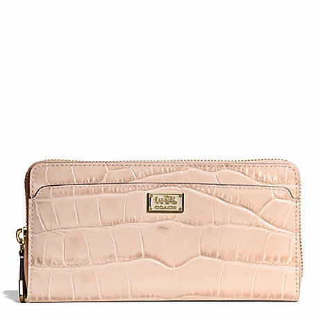 COACH F49976 MADISON EMBOSSED CROC ACCORDION ZIP WALLET LIGHT-GOLD/PEACH-ROSE